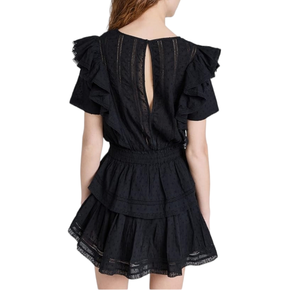 LoveShackFancy Women's Black Natasha Ruffled Lacy Micro‎ Mini Dress XS - Picture 2 of 9